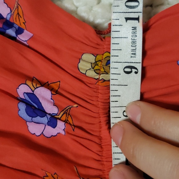 Vintage 80s lori ann red floral dress w/peter pan collar small - Picture 7 of 9